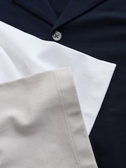 Tumši zila/pelēka/balta - Short Sleeve Revere Collar Jersey Shirts 3 Pack - Attēls 5 no 6