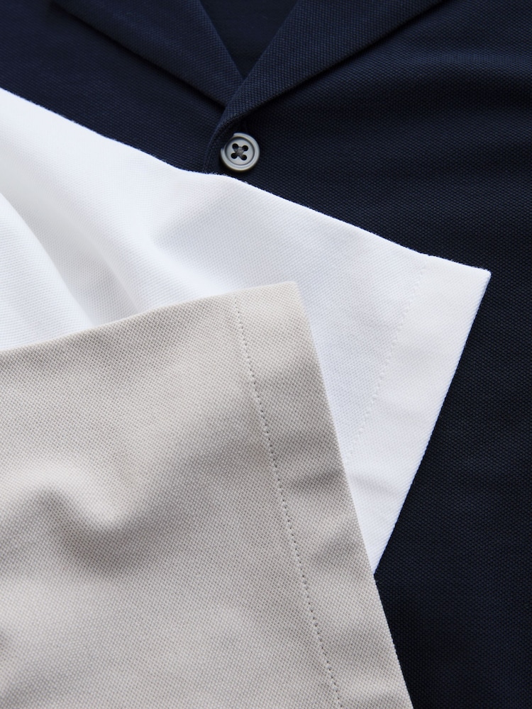 Navy Blue/Grey/White - Short Sleeve Revere Collar Jersey Shirts 3 Pack - 9এর মধ্যে 9 ছবি