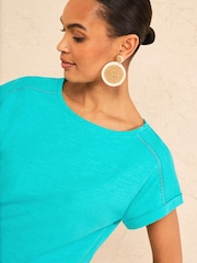 Love & Roses Aqua Blue Crew Neck T-Shirt - Image 2 of 4