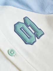 Blue "Little Man" - Single Hooded Jersey Baby Rompers - Imaginea 5 din 8