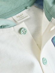 Blue "Little Man" - Single Hooded Jersey Baby Rompers - Imaginea 6 din 8