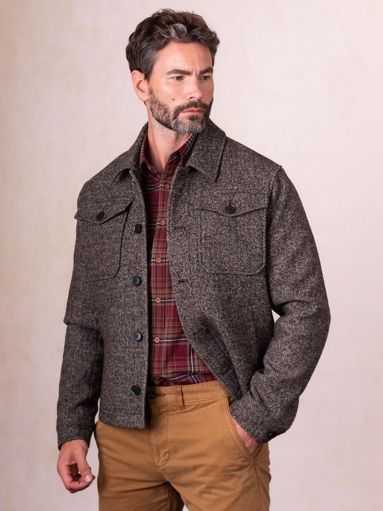 Lakeland Clothing Ennerdale Wool Blend Trucker Brown Jacket - Image 1 of 7