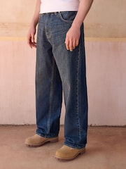 Dark Vintage Blue Baggy Fit Jeans - Image 1 of 7