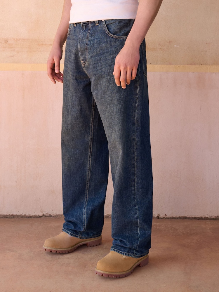 Dark Vintage Blue Baggy Fit Jeans - Image 1 of 7