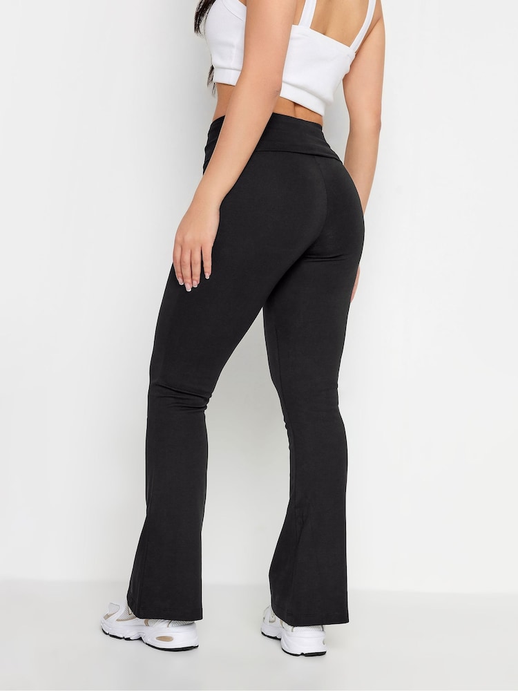 PixieGirl Petite Black Fold Over Waist Flared Leggings - Image 2 of 4 PixieGirl Petite Black Fold Over Waist Flared Leggings - Image 2 of 4