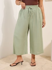 Friends Like These Mint Green Curve Cropped Linen Trousers - Image 2 of 4