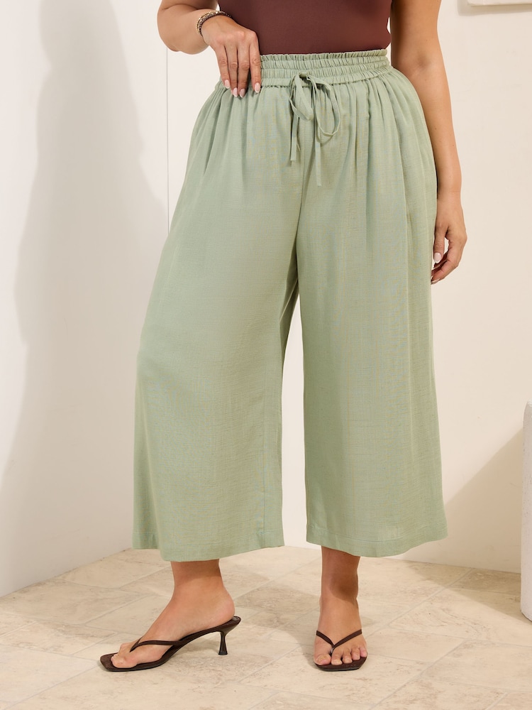Friends Like These Mint Green Curve Cropped Linen Trousers - Image 2 of 4 Friends Like These Mint Green Curve Cropped Linen Trousers - Image 2 of 4