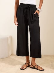 Friends Like These Black Cropped Linen Trousers - Image 2 of 5