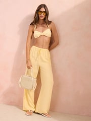 Friends Like These Buttermilk Wide Leg Tie Waist Linen Trousers - Image 1 of 5