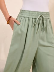 Friends Like These Mint Green Cropped Linen Trousers - Image 2 of 5