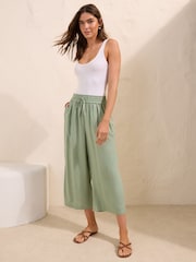 Friends Like These Mint Green Cropped Linen Trousers - Image 4 of 5