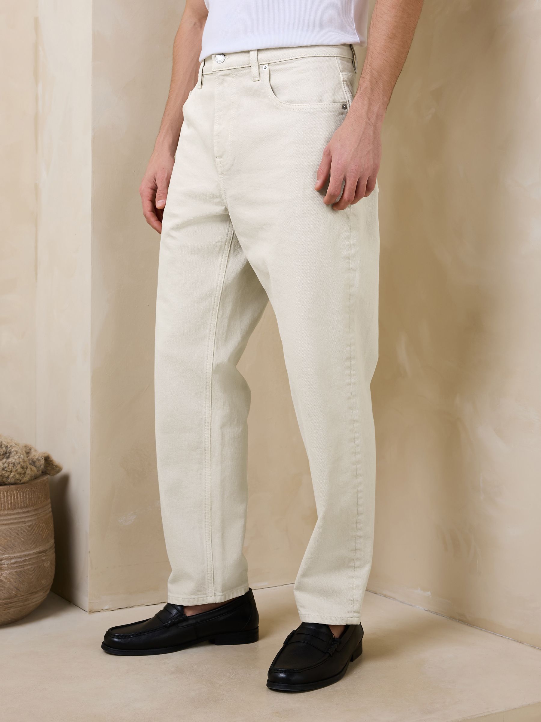 Buy Ecru White Relaxed Tapered Fit N. Premium Denim Jeans from