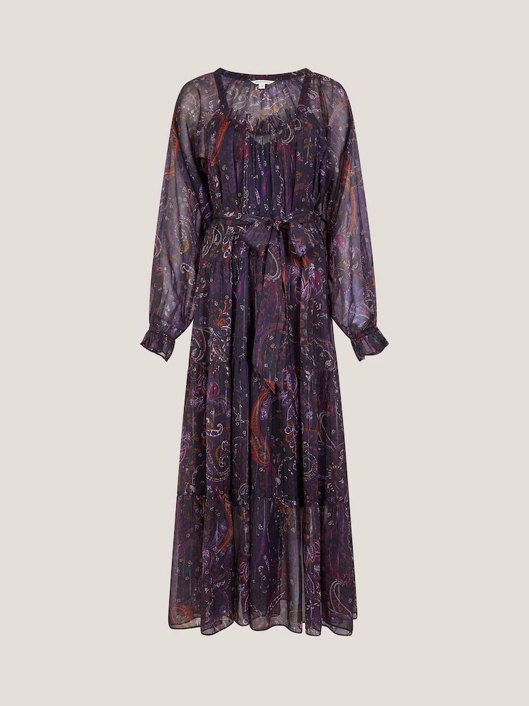 Monsoon Purple Marianna Paisley Print Tiered Midi Dress - Image 5 of 5 Monsoon Purple Marianna Paisley Print Tiered Midi Dress - Image 5 of 5