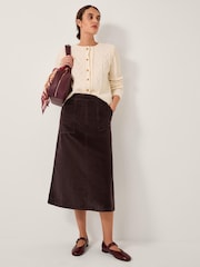Monsoon Brown Malika Corduroy Midi Skirt - Image 1 of 5