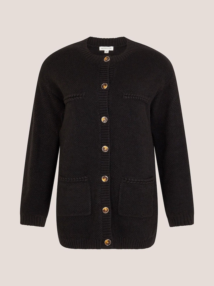 Monsoon Black Bella Braid Pocket Cardigan - Image 5 of 5 Monsoon Black Bella Braid Pocket Cardigan - Image 5 of 5