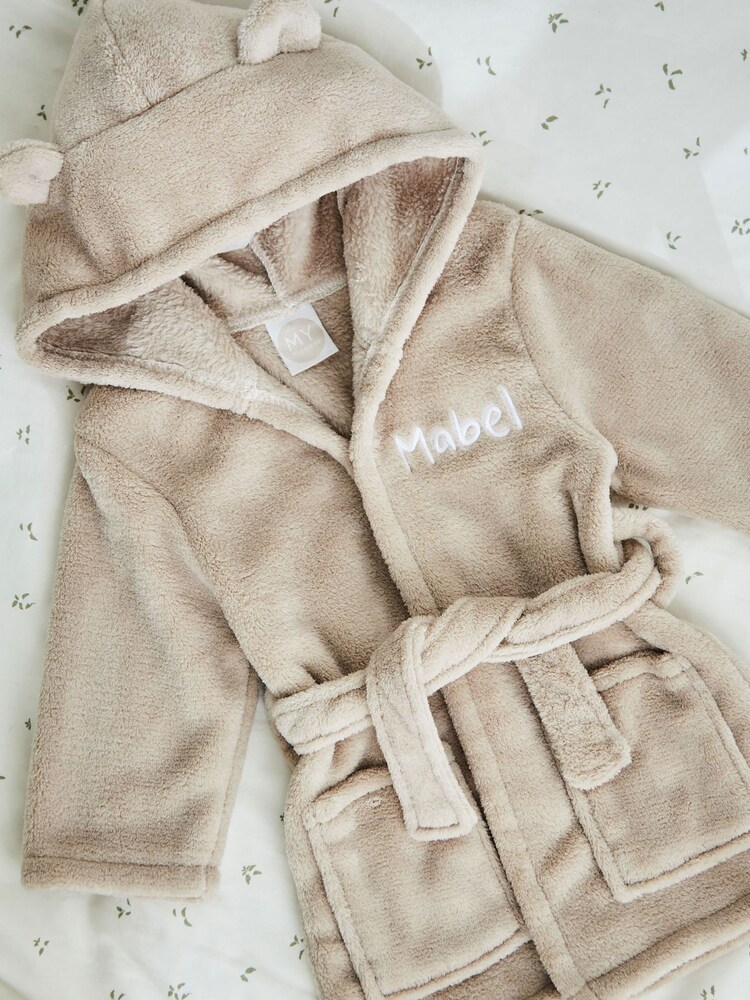 My 1st Years Personalised Oatmeal Fleece Robe With Ears - Image 1 of 5 My 1st Years Personalised Oatmeal Fleece Robe With Ears - Image 1 of 5