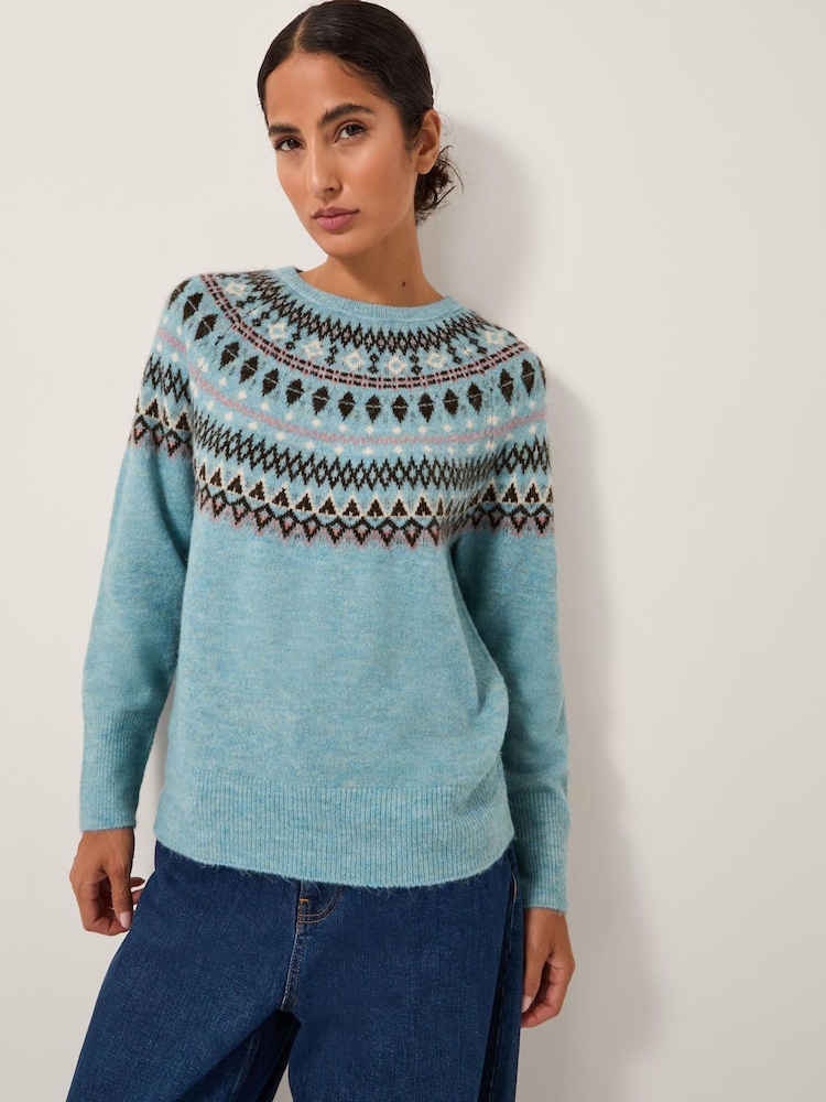 Monsoon Blue Fran Fair Isle Pattern Jumper - Image 1 of 5 Monsoon Blue Fran Fair Isle Pattern Jumper - Image 1 of 5