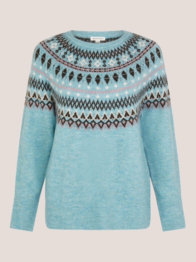 Monsoon Blue Fran Fair Isle Pattern Jumper - Image 5 of 5 Monsoon Blue Fran Fair Isle Pattern Jumper - Image 5 of 5