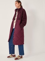 Monsoon Red Marlo Borg Quilted Coat - Image 1 of 6