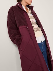 Monsoon Red Marlo Borg Quilted Coat - Image 5 of 6