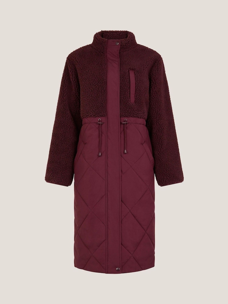 Monsoon Red Marlo Borg Quilted Coat - Image 6 of 6