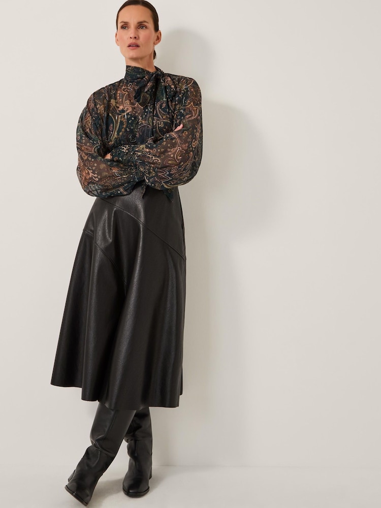 Monsoon Black Marnie Faux Leather Midi Skirt - Image 1 of 5 Monsoon Black Marnie Faux Leather Midi Skirt - Image 1 of 5
