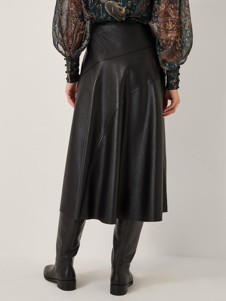 Monsoon Black Marnie Faux Leather Midi Skirt - Image 2 of 5 Monsoon Black Marnie Faux Leather Midi Skirt - Image 2 of 5