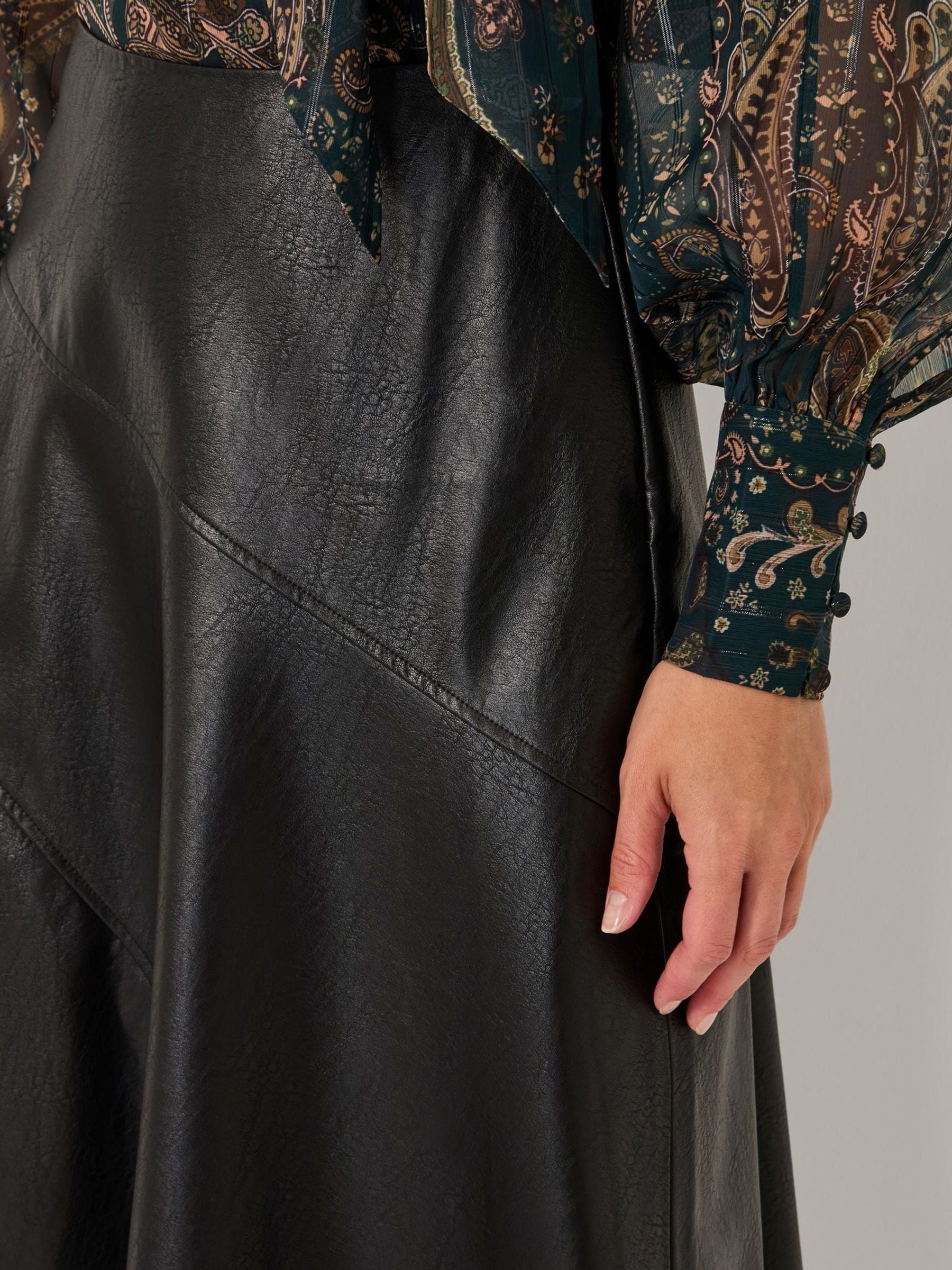 Buy Monsoon Black Marnie Faux Leather Midi Skirt from Next USA