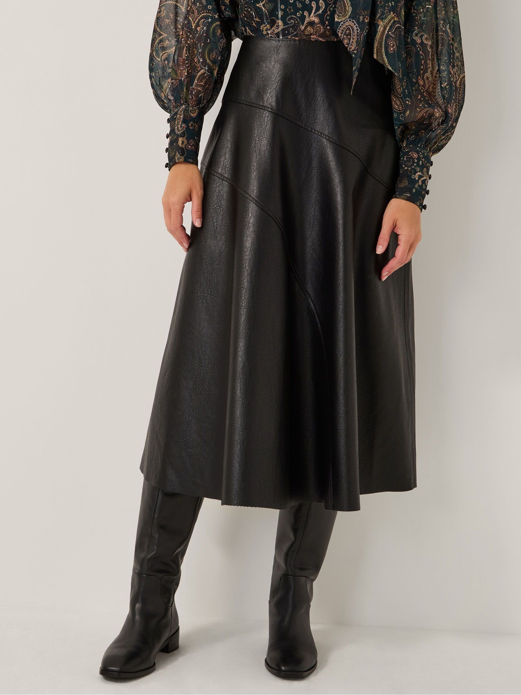 Buy Monsoon Black Marnie Faux Leather Midi Skirt from Next USA