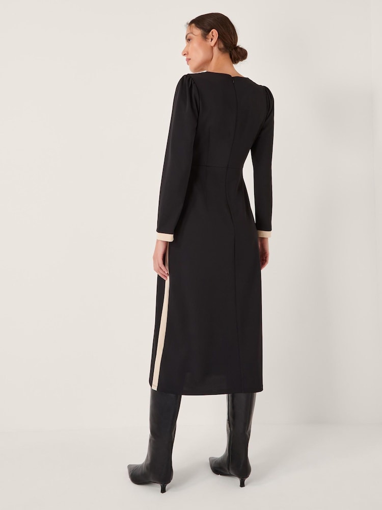 Monsoon Black Paloma Contrast Panel Midi Dress - Image 2 of 5 Monsoon Black Paloma Contrast Panel Midi Dress - Image 2 of 5