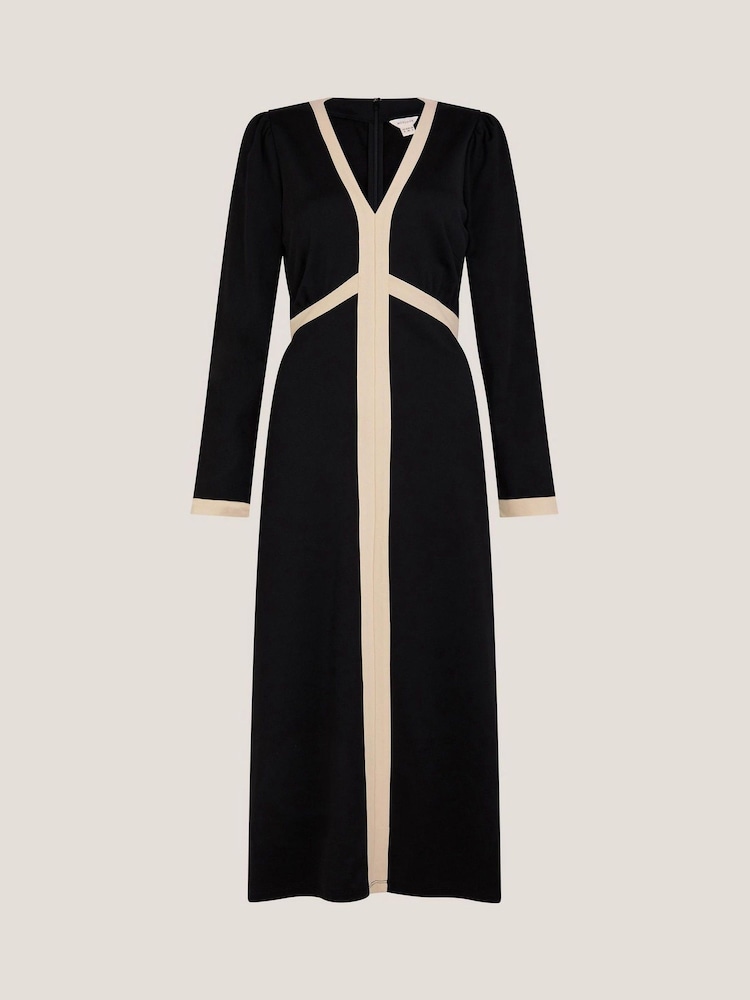 Monsoon Black Paloma Contrast Panel Midi Dress - Image 5 of 5 Monsoon Black Paloma Contrast Panel Midi Dress - Image 5 of 5