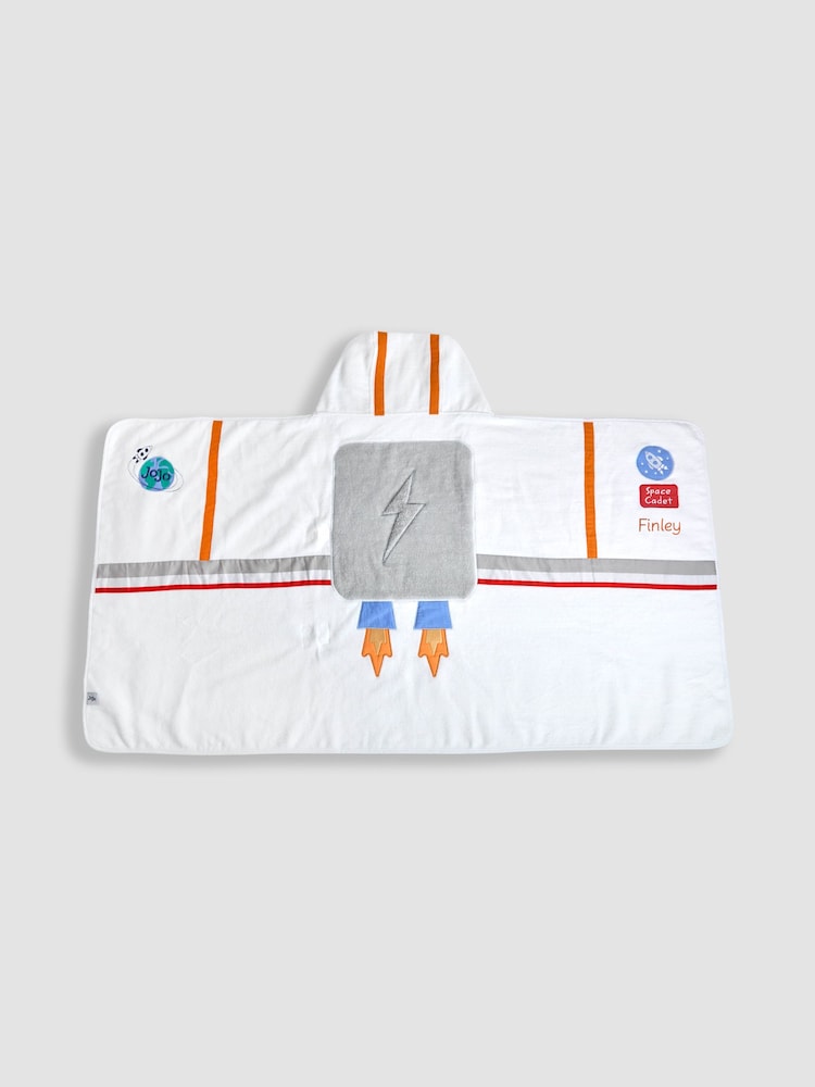 JoJo Maman Bébé White Personalised Space Astronaut Large Hooded Towel - Image 3 of 3