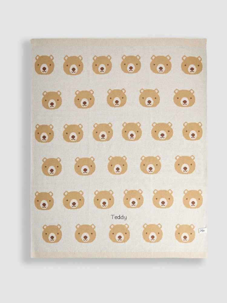 JoJo Maman Bébé Personalised Bear Fairisle Shawl - Image 1 of 2 JoJo Maman Bébé Personalised Bear Fairisle Shawl - Image 1 of 2