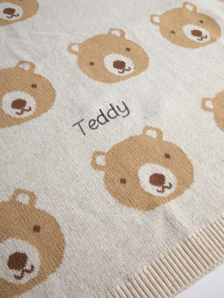 JoJo Maman Bébé Personalised Bear Fairisle Shawl - Image 2 of 2 JoJo Maman Bébé Personalised Bear Fairisle Shawl - Image 2 of 2