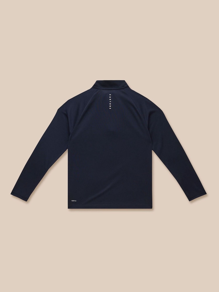 Castore Navy Lightweight Long Sleeve 1/4 Zip T-Shirt - Image 2 of 2