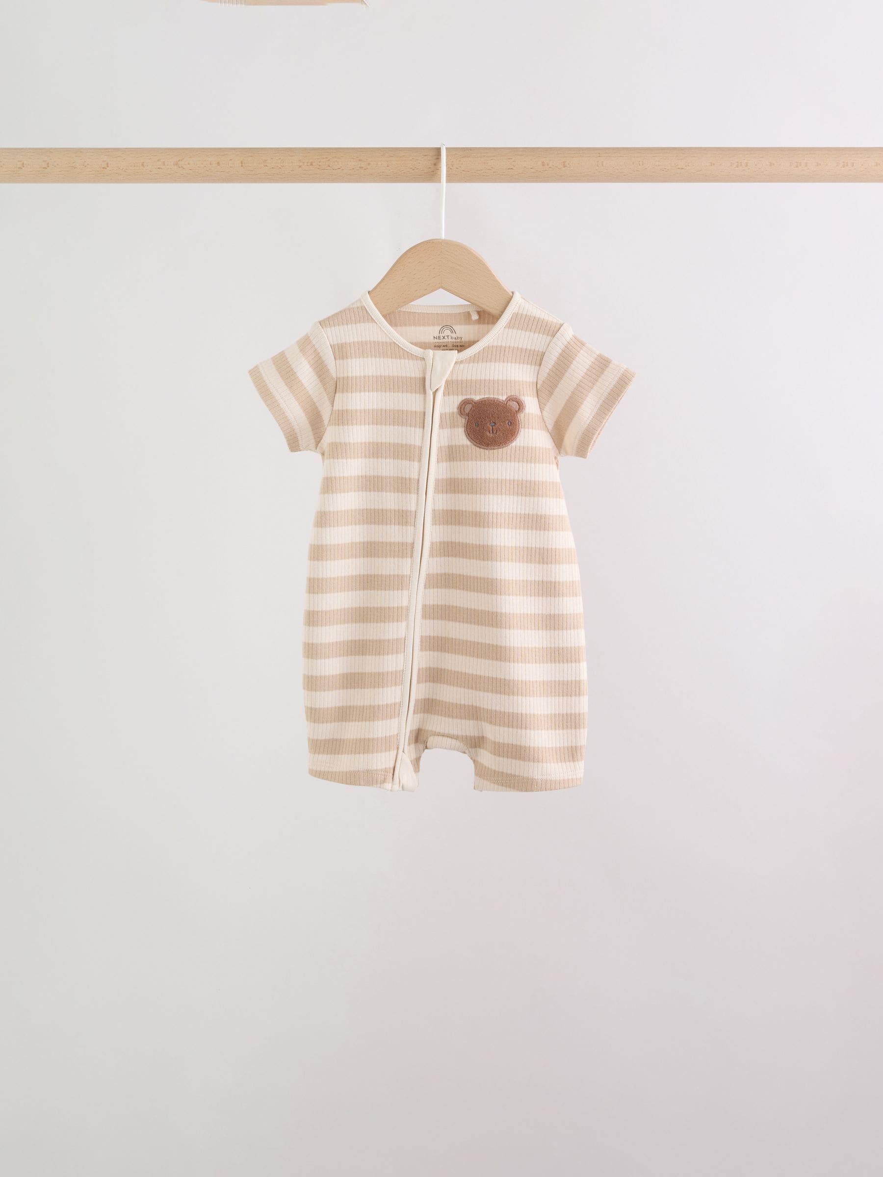 Buy Brown Two Way Zip Baby Rompers 3 Pack (0mths-3yrs) from the
