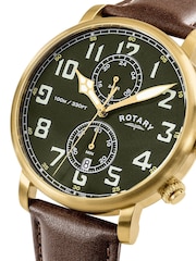 Rotary Light Brown Heritage Pilot Stainless Steel Strap Watch - Image 3 of 5