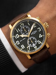 Rotary Light Brown Heritage Pilot Stainless Steel Strap Watch - Image 5 of 5