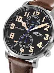 Rotary Dark Brown Heritage Pilot Stainless Steel Strap Watch - Image 3 of 5