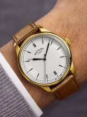 Rotary Brown Heritage 40mm Tone Case Leather Strap Watch - Image 5 of 5