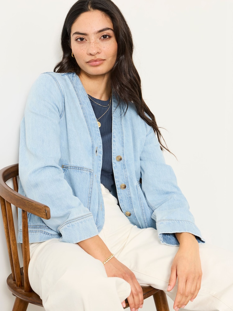FatFace Dulcie Pale Blue Denim Jacket - Image 1 of 5 FatFace Dulcie Pale Blue Denim Jacket - Image 1 of 5