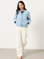 FatFace Dulcie Pale Blue Denim Jacket - Image 4 of 5
