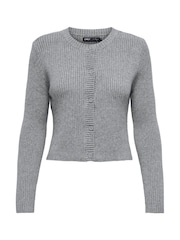 ONLY Grey Ribbed Knit Button Cardigan - Image 5 of 6