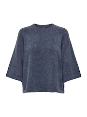 ONLY Blue 3/4 Sleeve Round Neck Jumper - Image 1 of 2