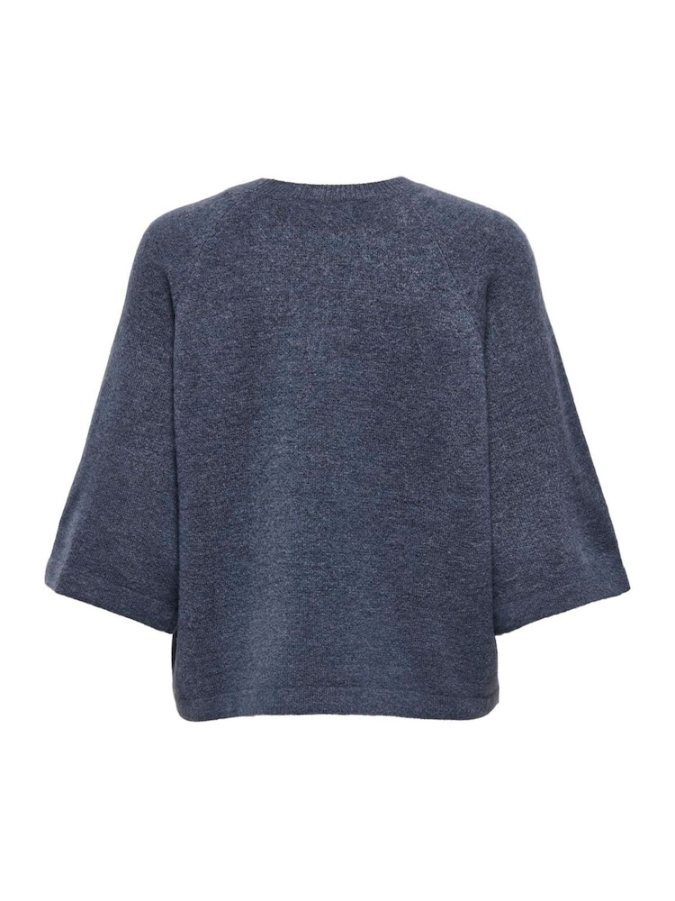 ONLY Blue 3/4 Sleeve Round Neck Jumper - Image 2 of 2 ONLY Blue 3/4 Sleeve Round Neck Jumper - Image 2 of 2