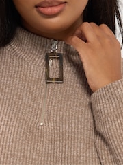 Natural - Yours Curve com decote zíper Jumper Dress - Imagem 4 de 5