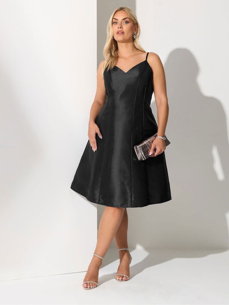 Yours Curve Black London Satin Twill Corset Dress - Image 2 of 5 Yours Curve Black London Satin Twill Corset Dress - Image 2 of 5