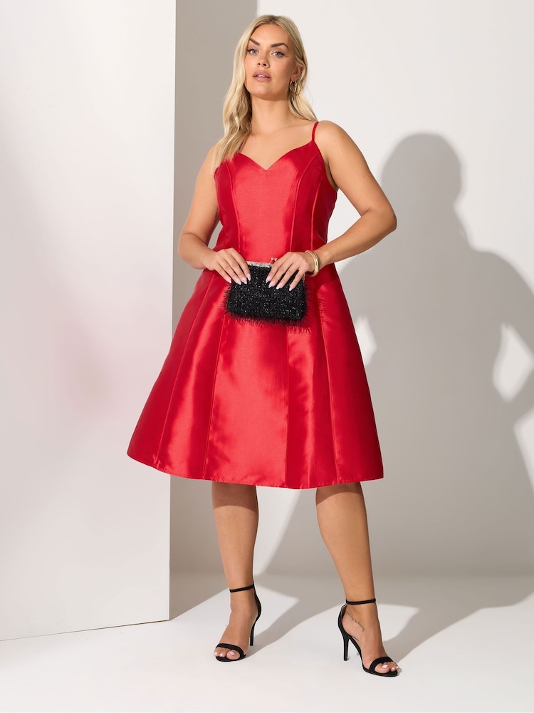 Yours Curve Red London Satin Twill Corset Dress - Image 2 of 5 Yours Curve Red London Satin Twill Corset Dress - Image 2 of 5