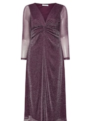 Yours Curve Red London Metallic Twist Front Maxi Dress - Image 5 of 5