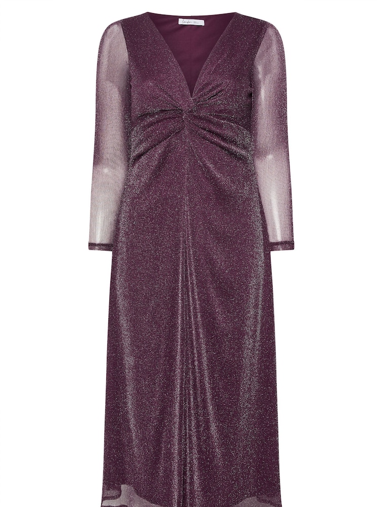 Yours Curve Red London Metallic Twist Front Maxi Dress - Image 5 of 5